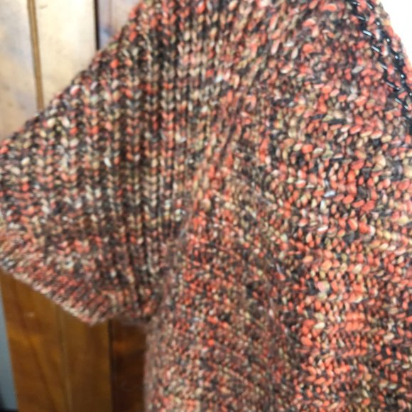 Chico's Katrina Boho Wool Blend Fringed Chunky Knit Open Front Cardigan Sweater - Picture 6 of 17